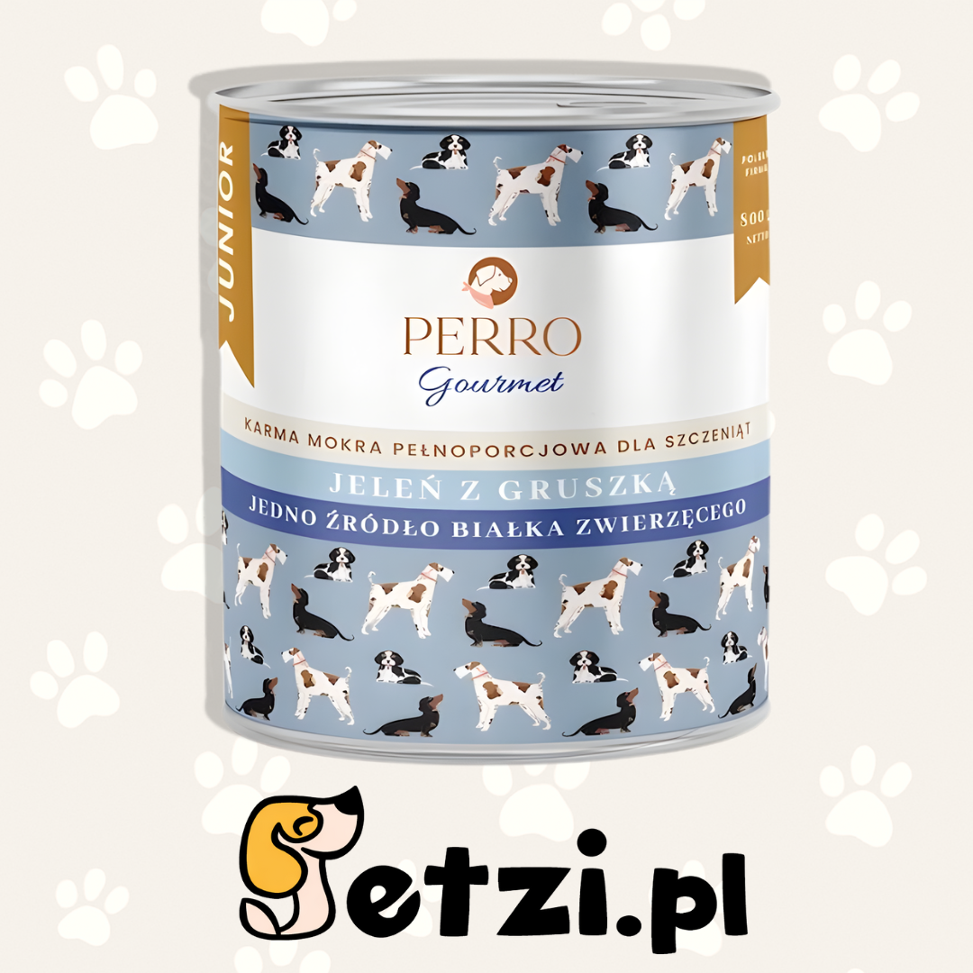 PERRO GOURMET JUNIOR MOKRA KARMA DLA PSA JELEŃ Z GRUSZKĄ 800G