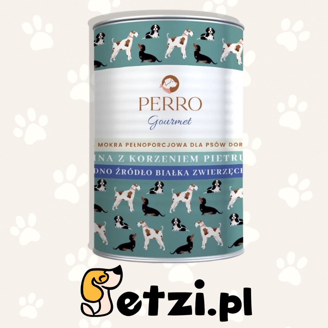 PERRO GOURMET MOKRA KARMA DLA PSA KONINA Z KORZENIEM PIETRUSZKI 400G