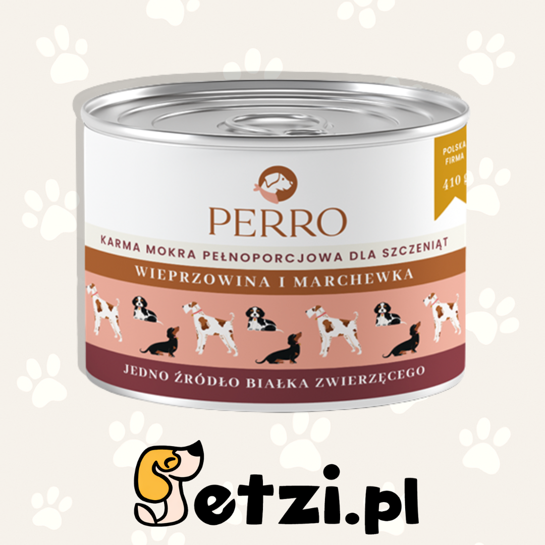 PERRO JUNIOR MOKRA KARMA DLA PSA WIEPRZOWINA Z MARCHEWKĄ 410G