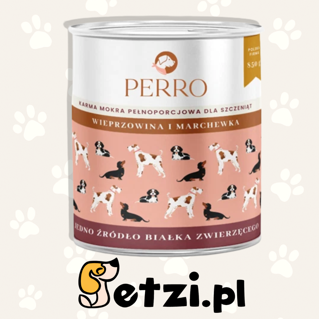 PERRO JUNIOR MOKRA KARMA DLA PSA WIEPRZOWINA Z MARCHEWKĄ 850G