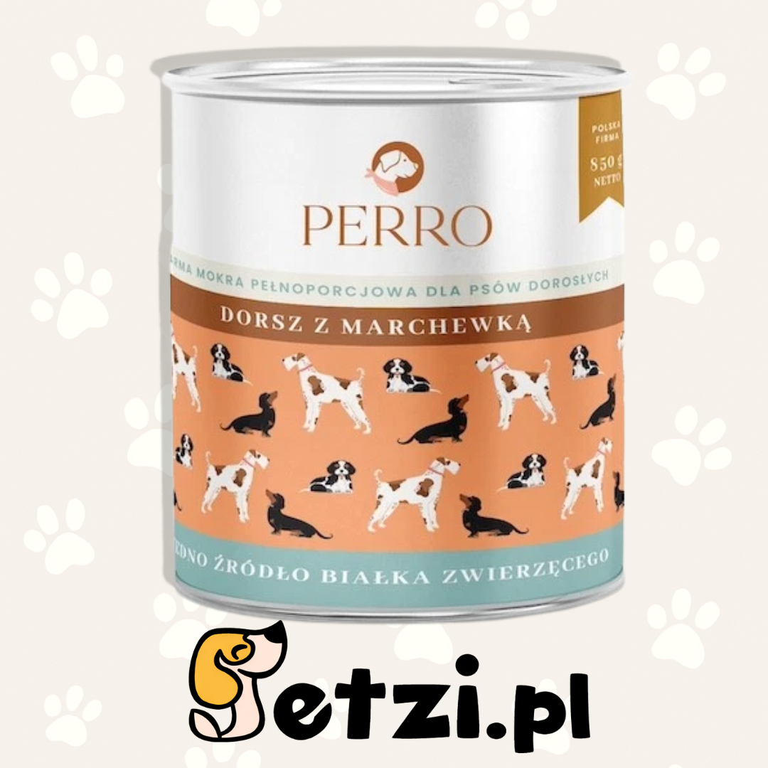 PERRO MOKRA KARMA DLA PSA DORSZ Z MARCHEWKĄ 800G