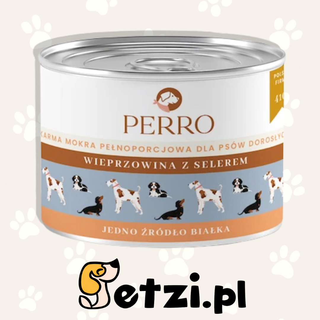 PERRO MOKRA KARMA DLA PSA WIEPRZOWINA Z SELEREM 410G