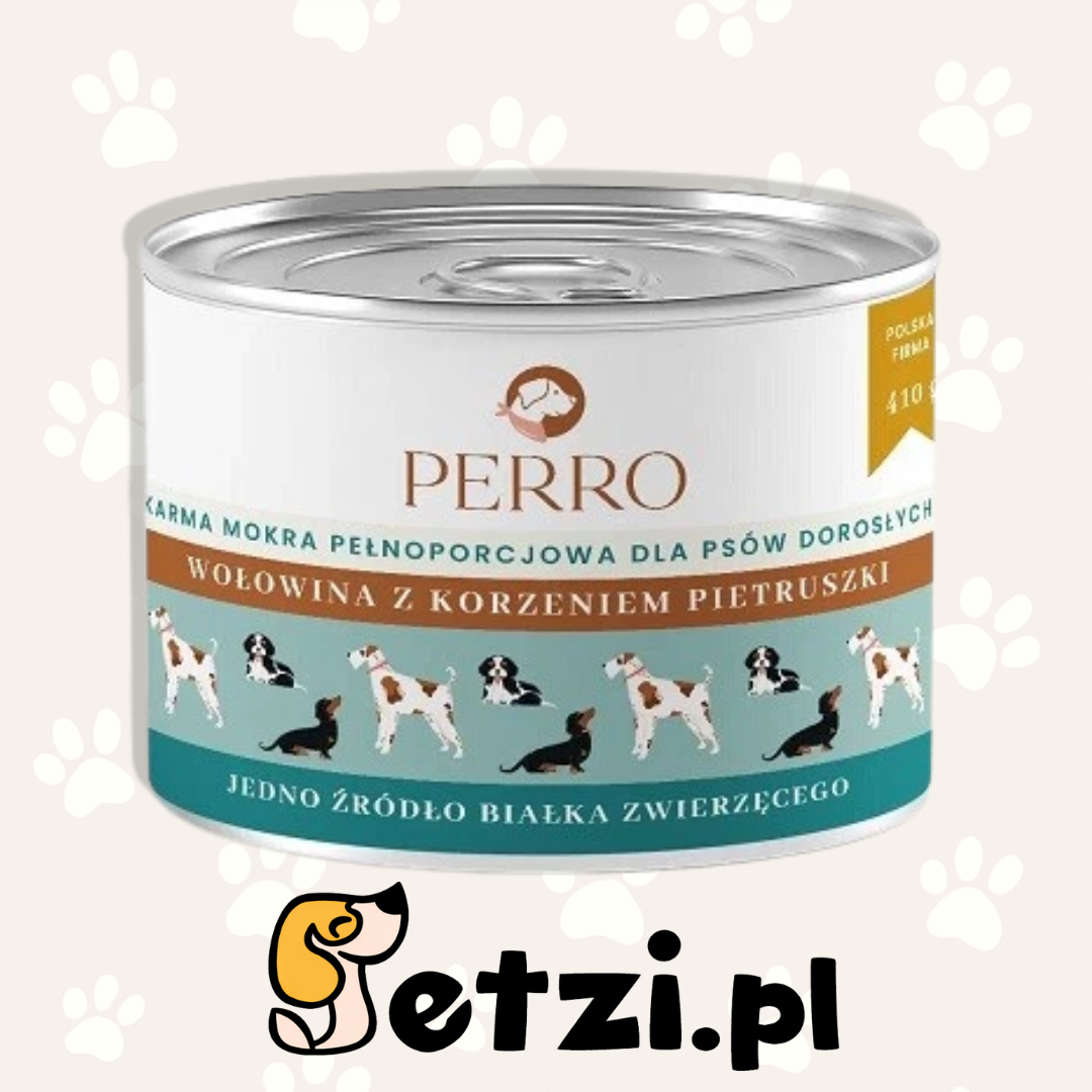 PERRO MOKRA KARMA DLA PSA WOŁOWINA Z KORZENIEM PIETRUSZKI 410G