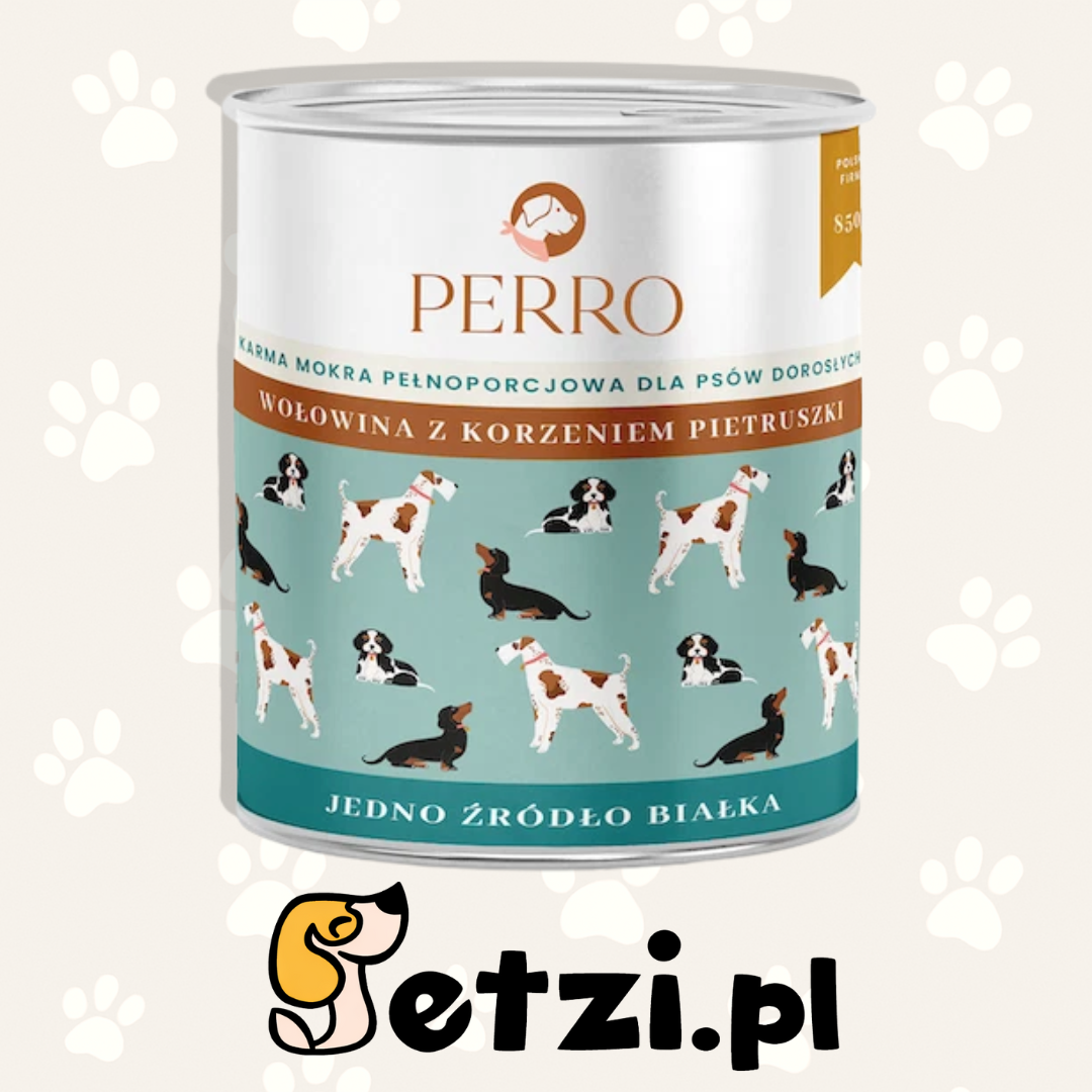 PERRO MOKRA KARMA DLA PSA WOŁOWINA Z KORZENIEM PIETRUSZKI 850G