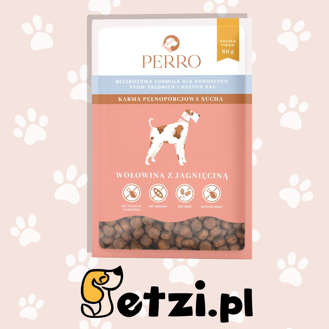 PERRO SUCHA KARMA DLA PSA WOŁOWINA Z JAGNIĘCINĄ M/L 60G