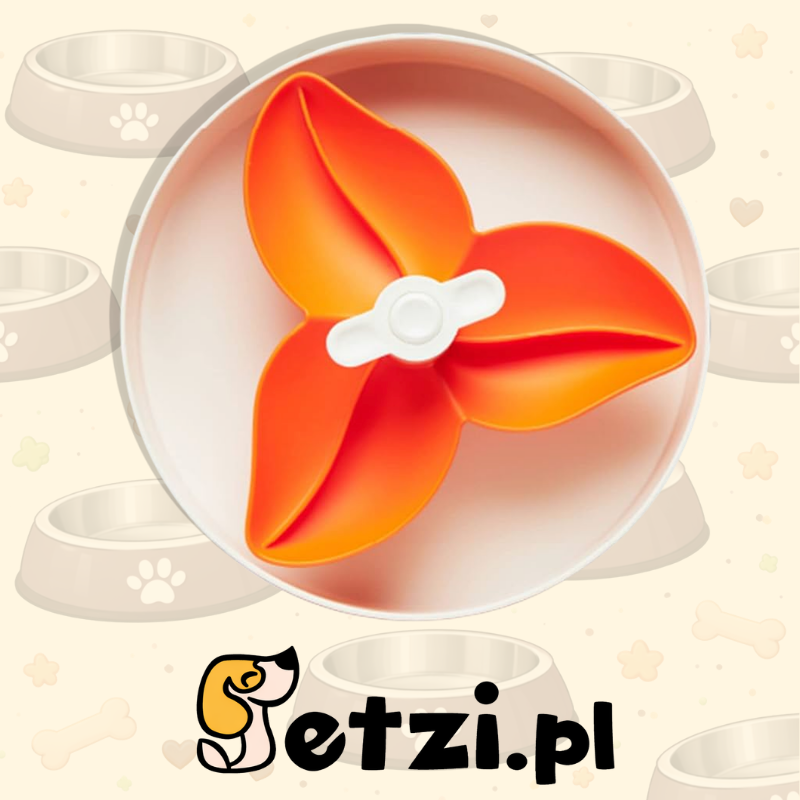 PET DREAM HOUSE SPIN INTERAKTYWNA MISKA FLOWER / SPIN BOWL FLOWER WHITE-ORANGE