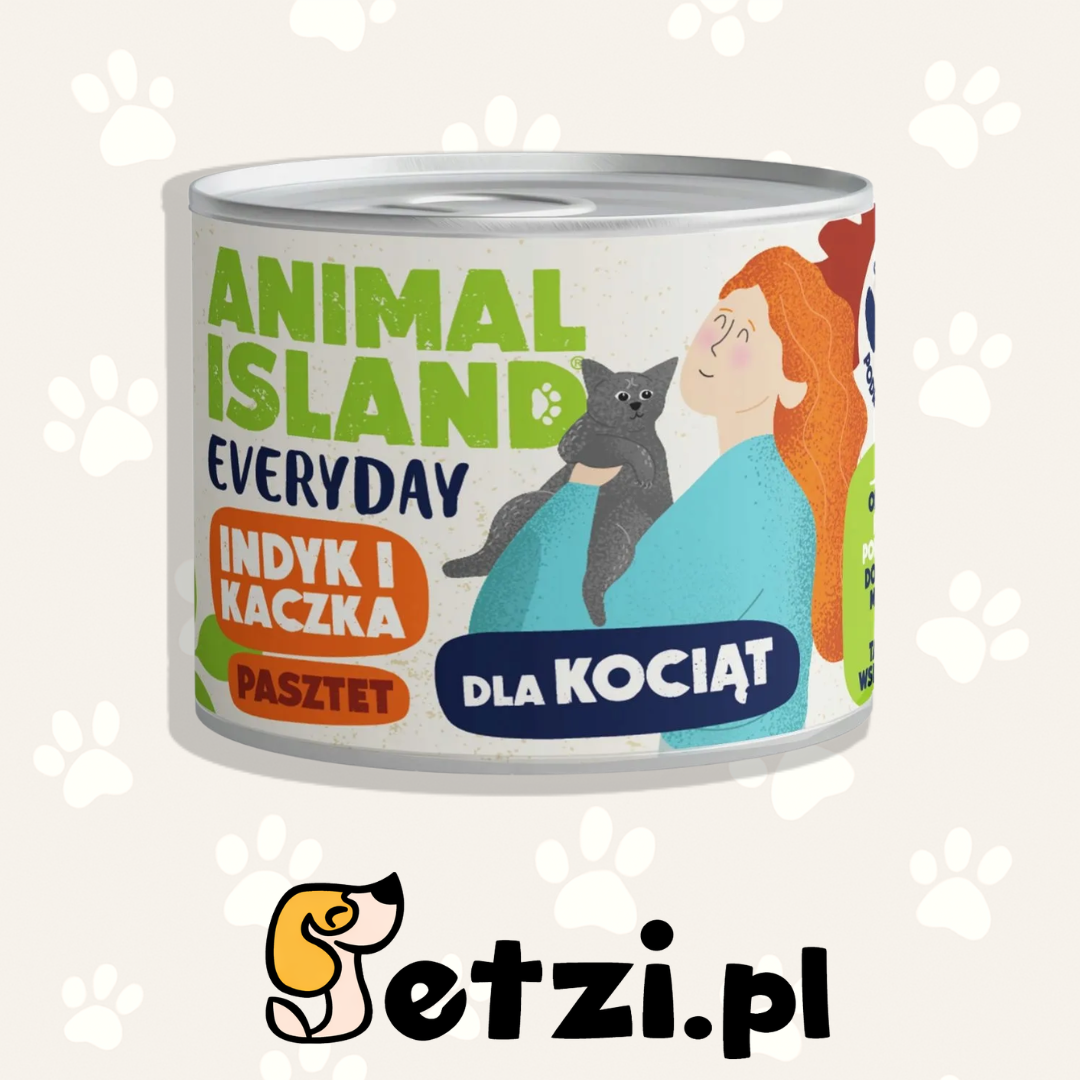 ANIMAL ISLAND MOKRA KARMA KOT EVERYDAY KITTEN INDYK Z KACZKĄ 185G