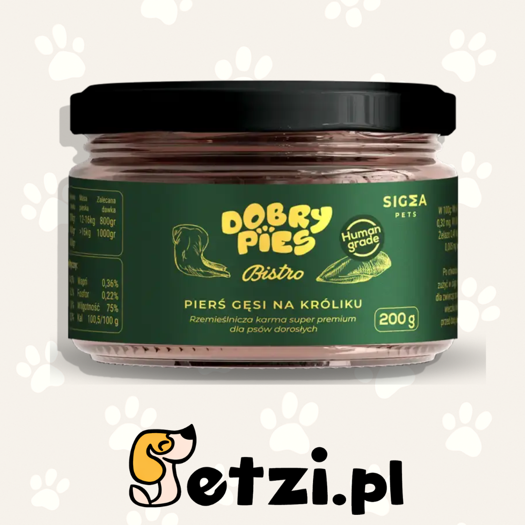 DOBRY PIES BISTRO MOKRA KARMA PIES Z PIERŚ Z GĘSI NA KRÓLIKU 200G
