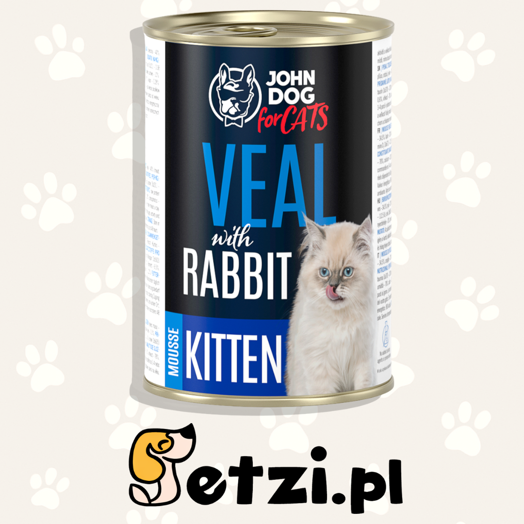 JOHN DOG MOKRA KARMA KOT KITTEN MUS CIELĘCINA I KRÓLIK 400 G