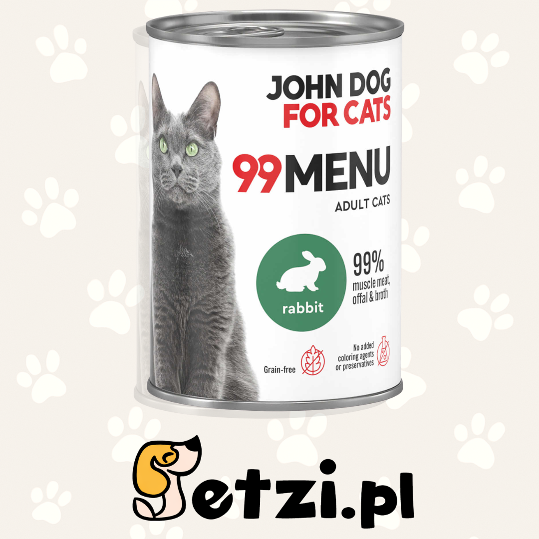 JOHN DOG 99MENU MOKRA KARMA KOT KRÓLIK 400G