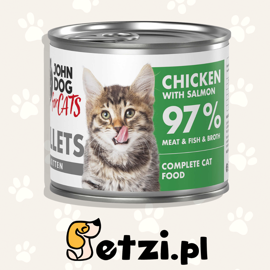 JOHN DOG MOKRA KARMA KOT KITTEN FILETY KURCZAK Z ŁOSOSIEM 140 G