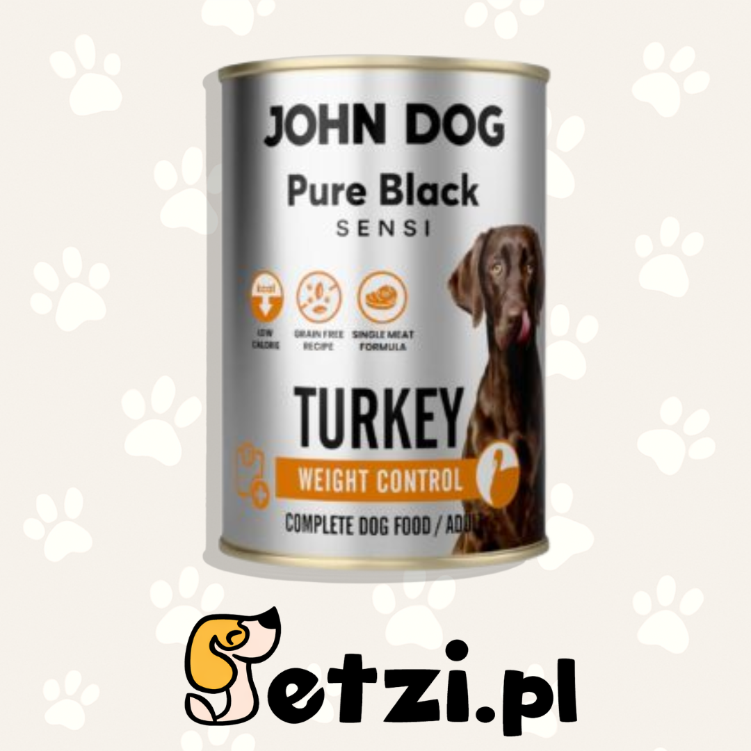 JOHN DOG PURE BLACK SENSI MOKRA KARMA PIES WEIGHT CONTROL TURKEY 400G