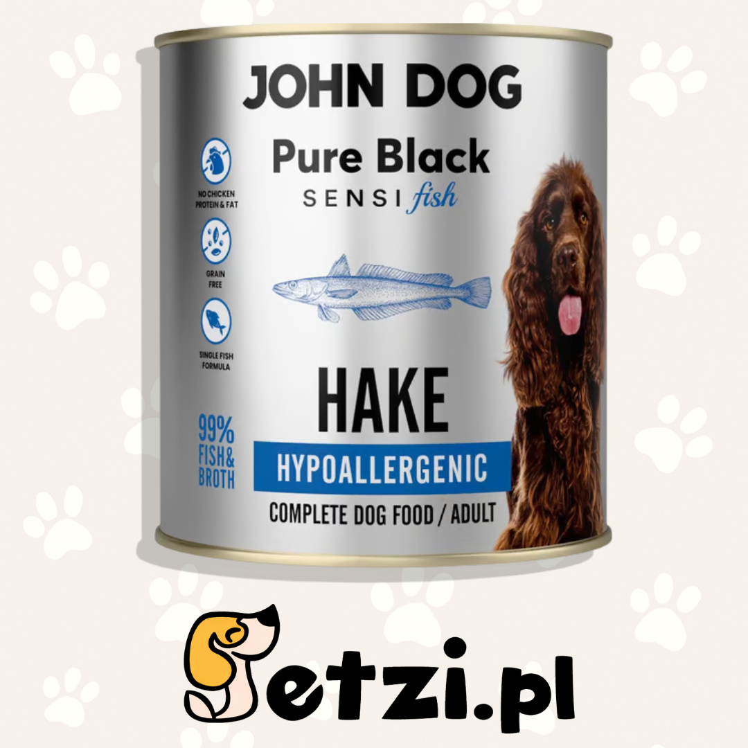 JOHN DOG PURE BLACK SENSI FISH MOKRA KARMA PIES HYPOALLERGENIC MORSZCZUK 800G