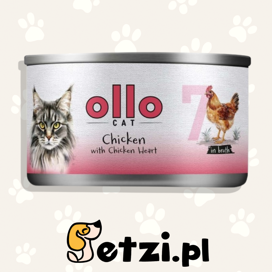 OLLO MOKRA KARMA KOT NR7 KURCZAK SERCA Z KURCZAKA 70G