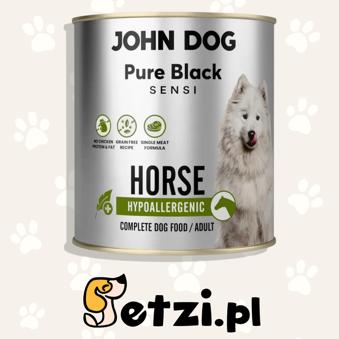 JOHN DOG PURE BLACK SENSI MOKRA KARMA PIES HYPOALLERGENIC HORSE 800G