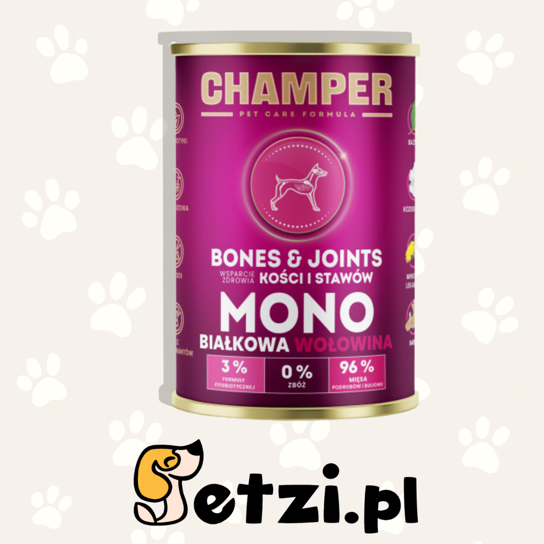 CHAMPER MOKRA KARMA DLA PSA BONES&JOINTS MONOBIAŁKOWA WOŁOWINA 400G