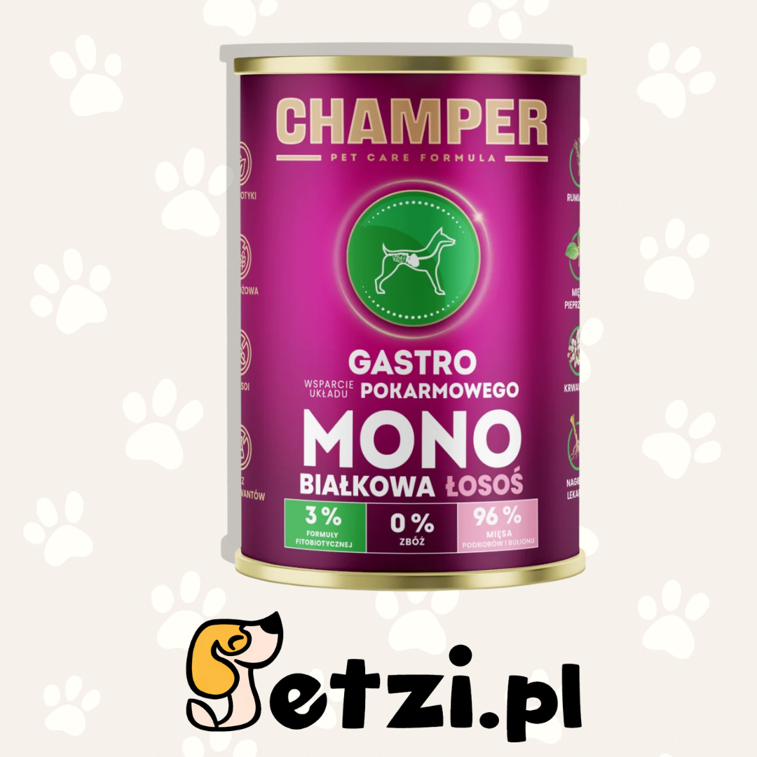 CHAMPER MOKRA KARMA DLA PSA GASTRO MONOBIAŁKOWA ŁOSOŚ 400G
