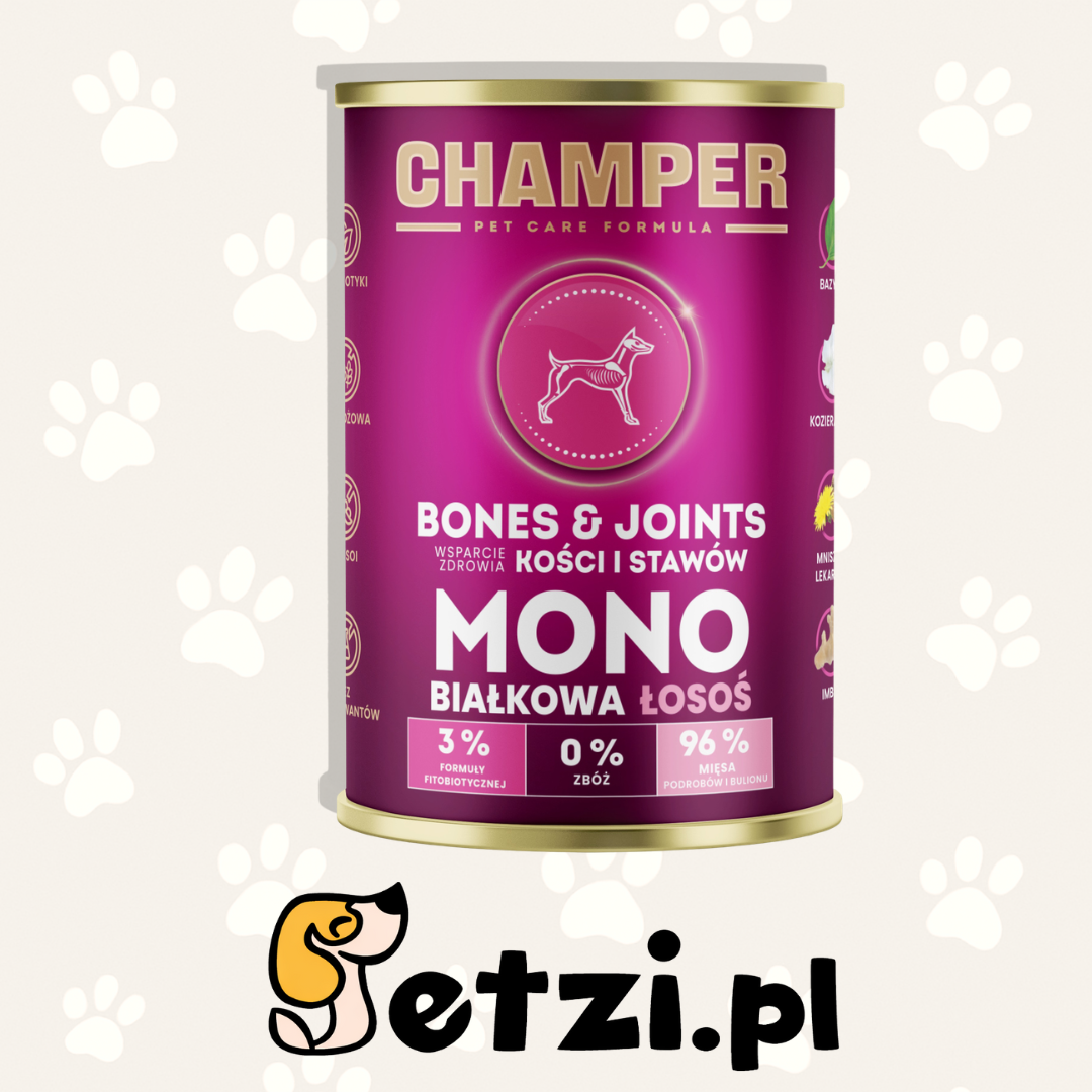 CHAMPER MOKRA KARMA DLA PSA BONES&JOINTS MONOBIAŁKOWA ŁOSOŚ 400G