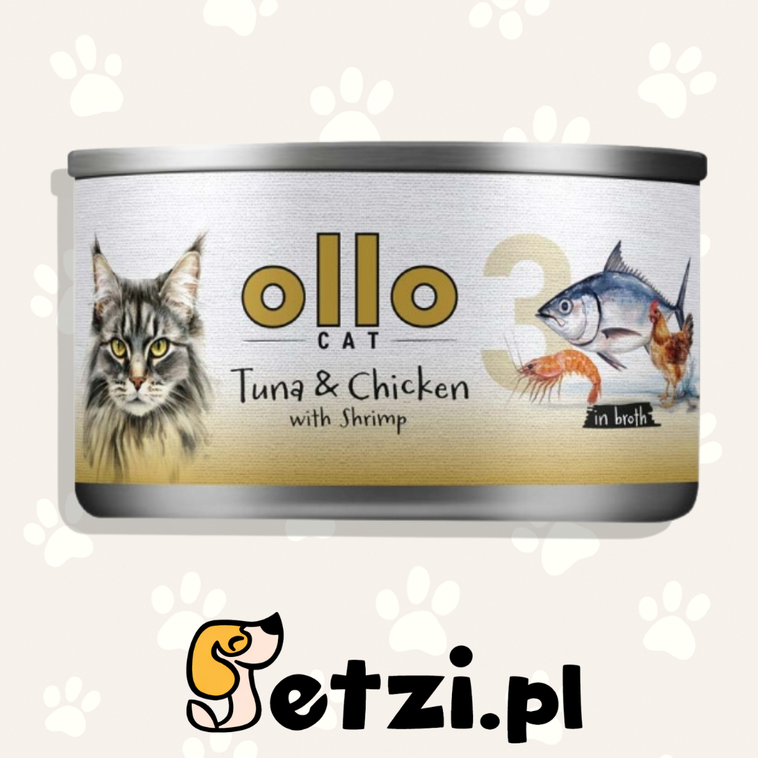 OLLO MOKRA KARMA KOT NR3 TUŃCZYK KURCZAK KREWETKA 70G