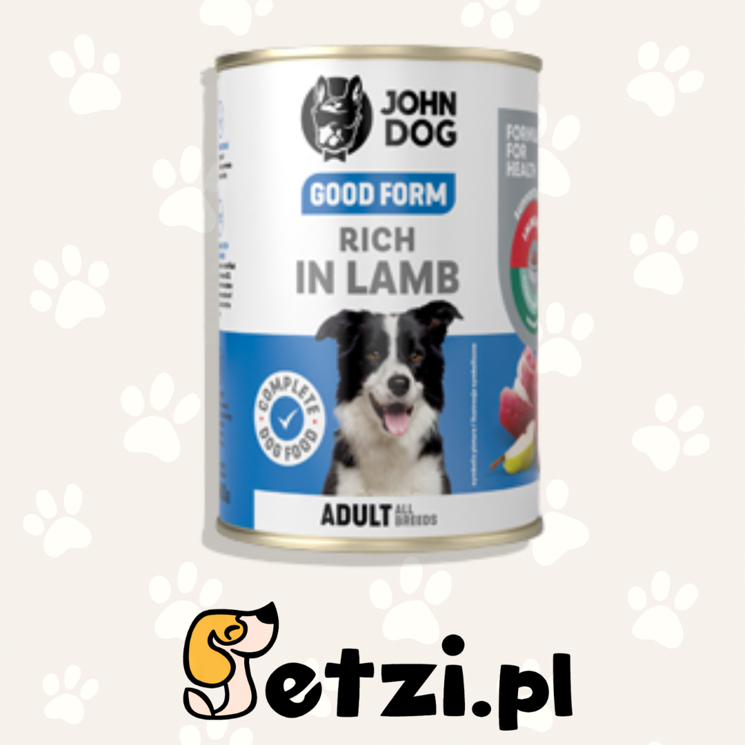 JOHN DOG GOOD FORM MOKRA KARMA PIES BOGATA W JAGNIĘCINĘ 400G