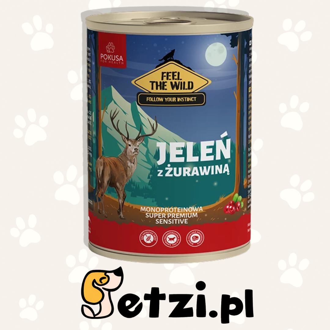 POKUSA FEEL THE WILD MOKRA KARMA DLA PSA JELEŃ Z ŻURAWINĄ 800G