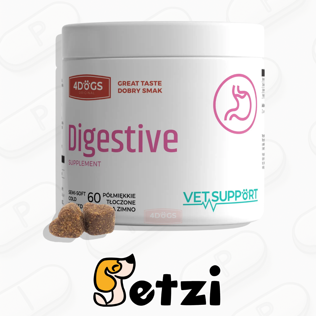 4DOGS VETSUPPORT DIGESTIVE SUPPOR 180G - WSPARCIE TRAWIENIA I ZDROWYCH JELIT