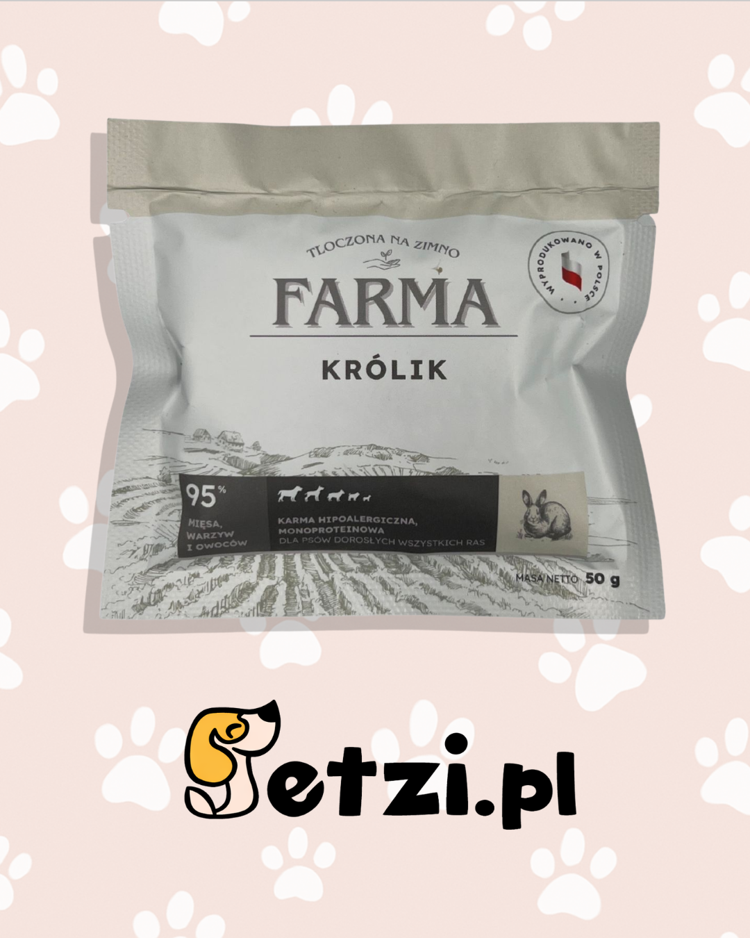 FARMA SUCHA KARMA PIES KRÓLIK TŁOCZONA NA ZIMNO 50G