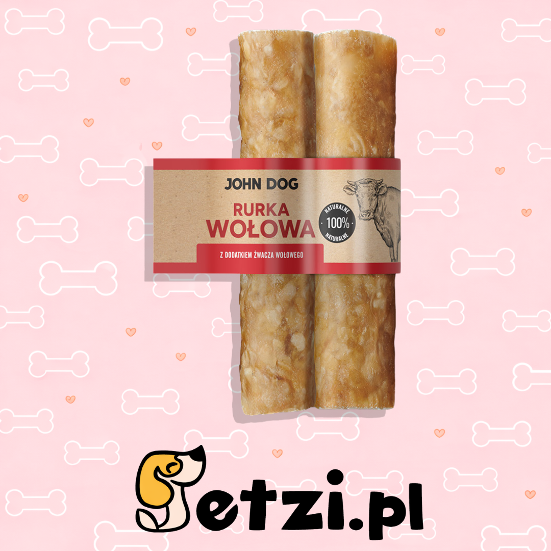 JOHN DOG PP SUSZONY GRYZAK DLA PSA RURKA WOŁOWA Z DODATKIEM ŻWACZA 2 SZT 15CM