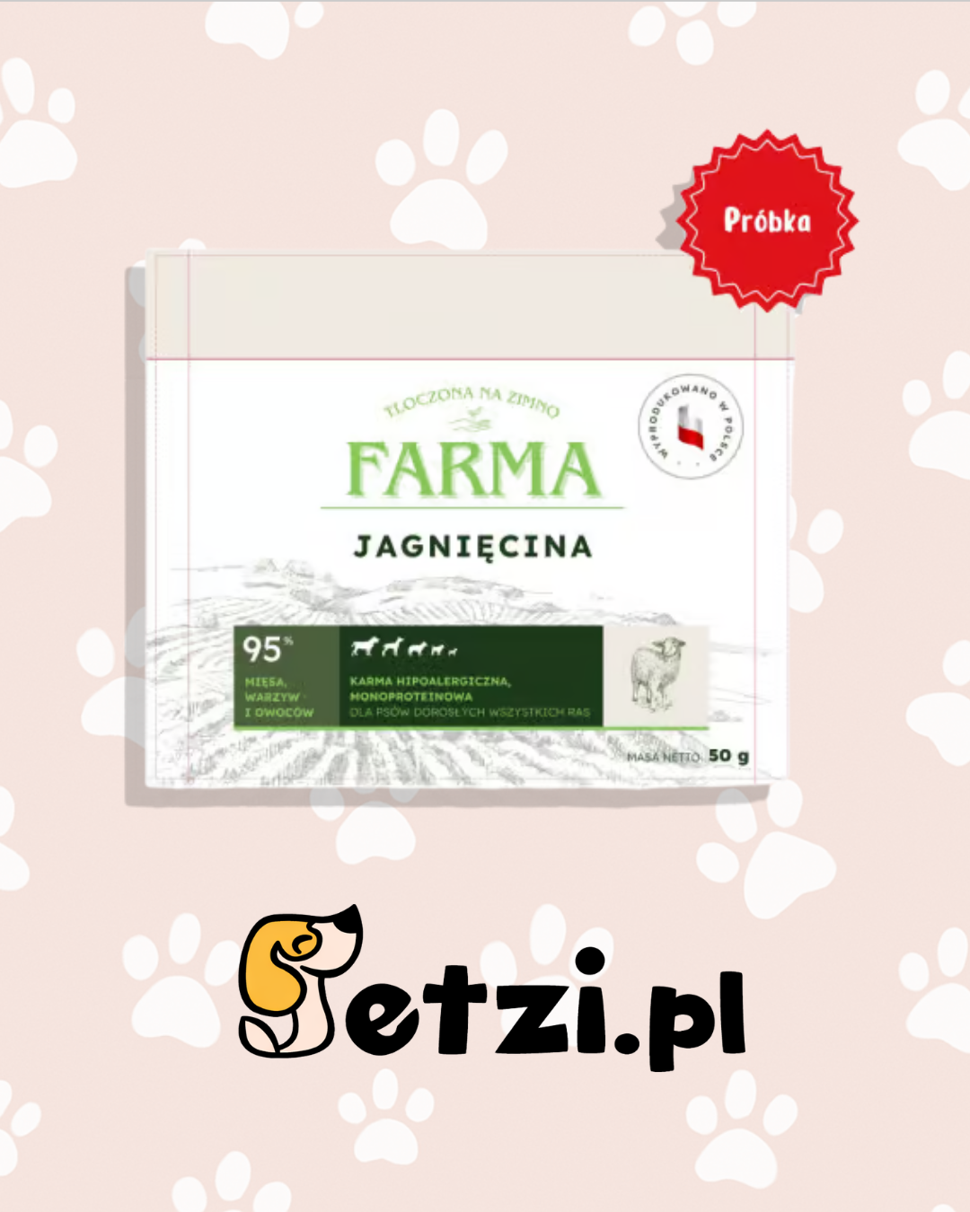 FARMA SUCHA KARMA PIES JAGNIĘCINA TŁOCZONA NA ZIMNO 50G