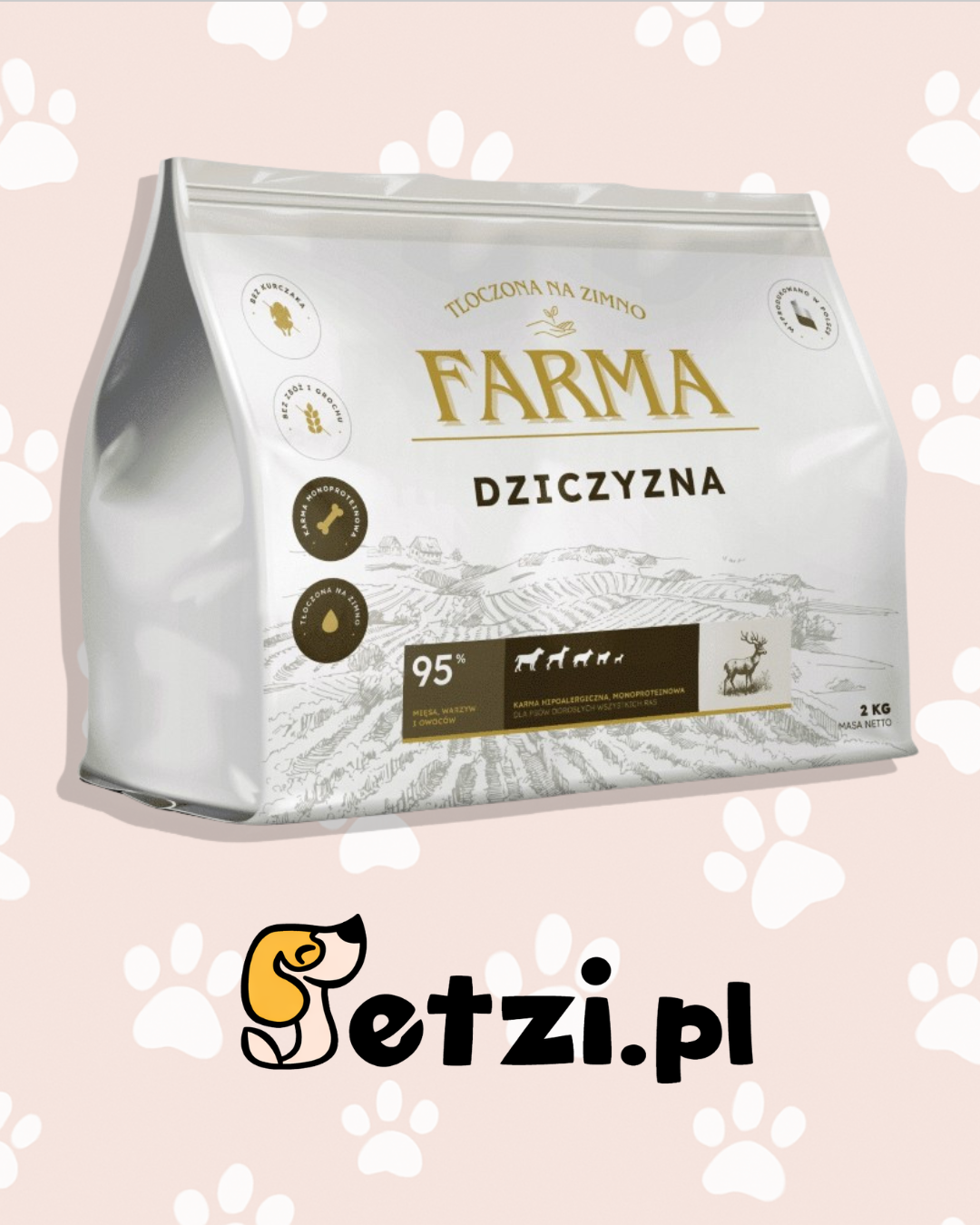 FARMA SUCHA KARMA PIES DZICZYZNA TŁOCZONA NA ZIMNO 2KG