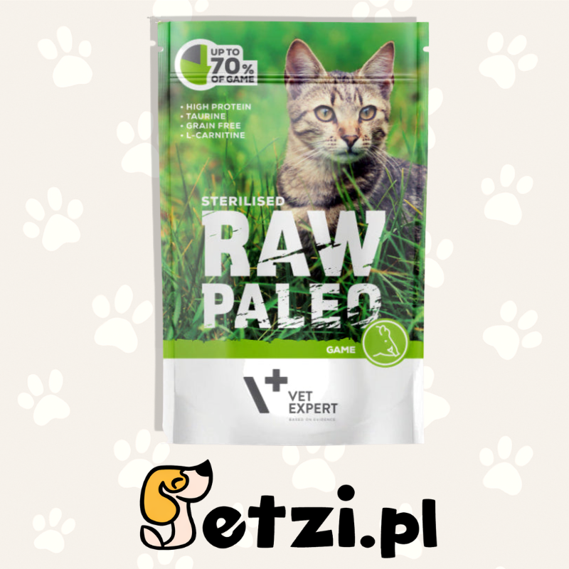 RAW PALEO STERILISED MOKRA KARMA DLA KOTA GAME 100G