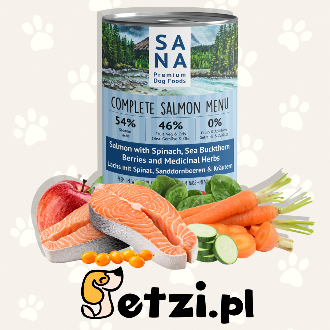 SANADOG MOKRA KARMA DLA PSA ŁOSOŚ ZE SZPINAKIEM, ROKIETNIKIEM I ZIOŁAMI 400G