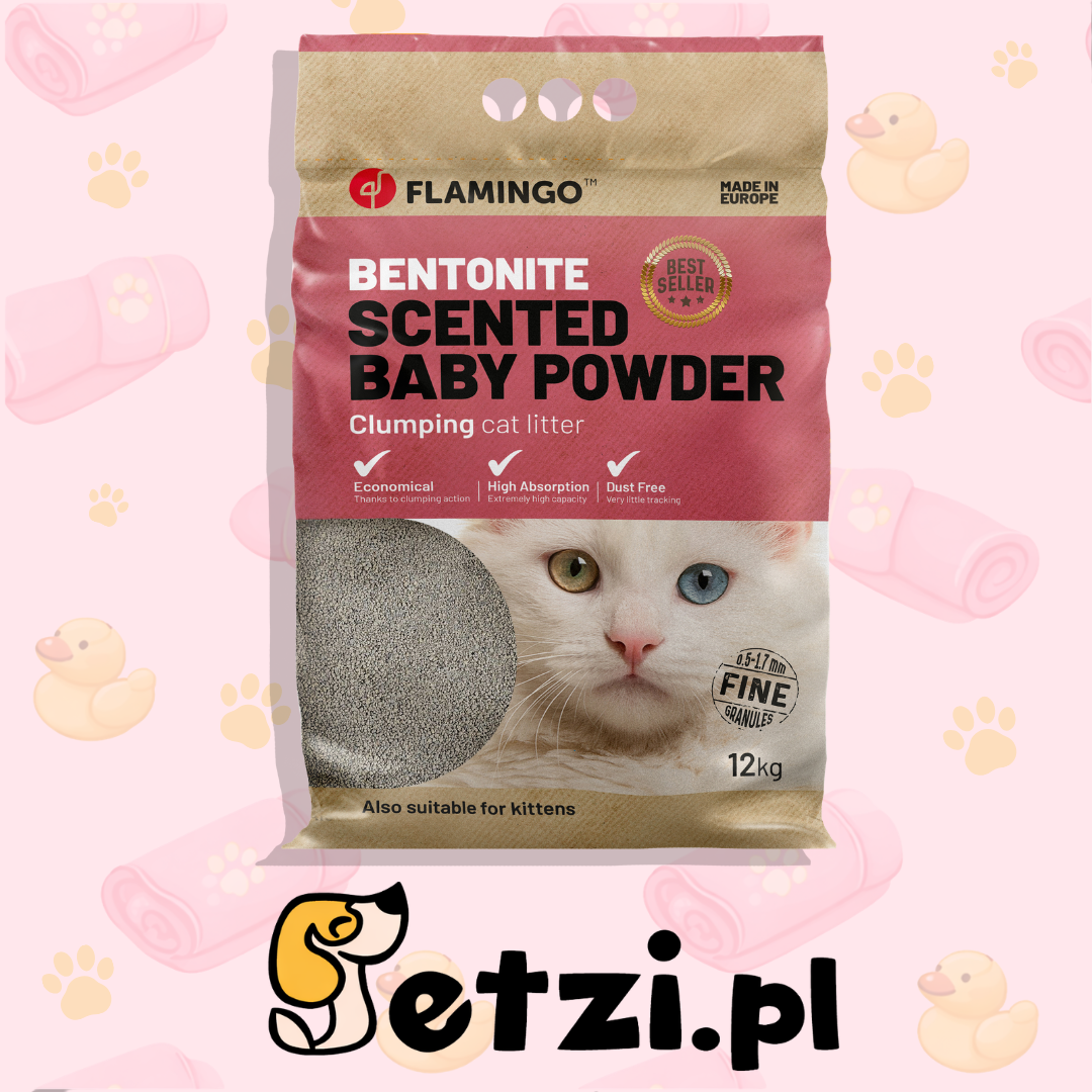 FLAMINGO CAT LITTER BENTONITE EUR BABY POWDER FINE 12KG