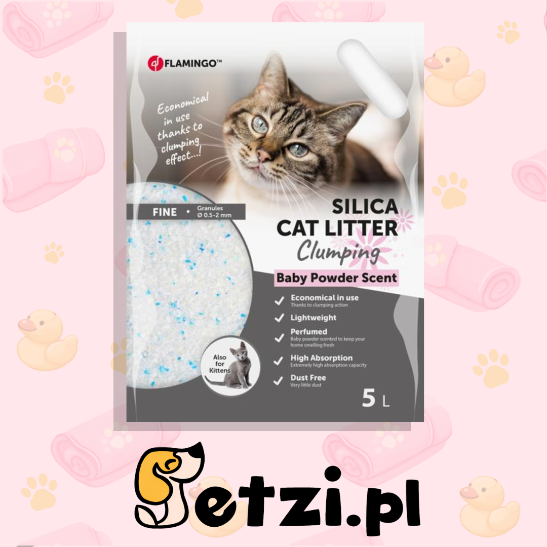 FLAMINGO CAT LITTER SILICA FINE CLUMPING BABY POWDER 5L