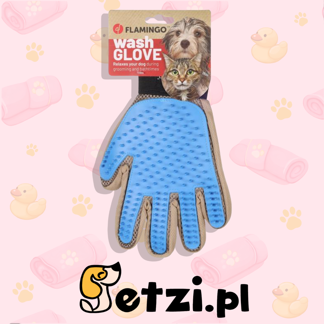 FLAMINGO GROOMING GLOVE MANDY BLUE/BLACK 24CM