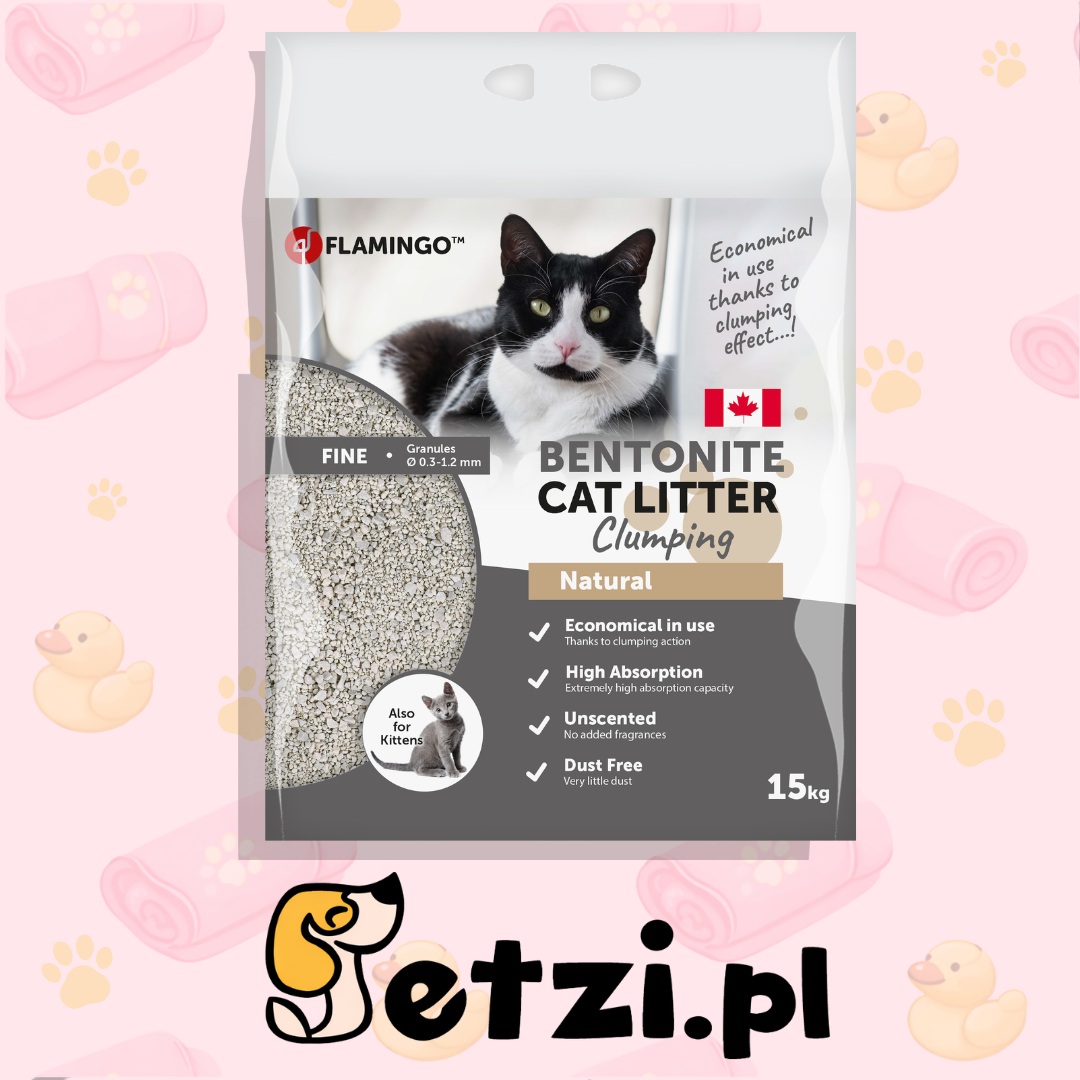FLAMINGO CAT LITTER BENTONITE CAN NATURAL FINE 15KG