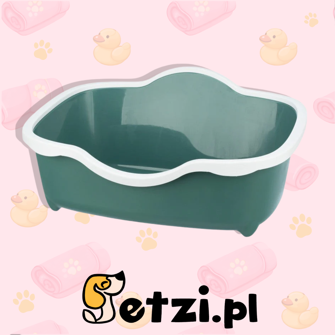 TRIXIE DAVIO KUWETA DLA KOTA Z RAMKĄ ZIELONO/BIAŁA 56X26X39CM