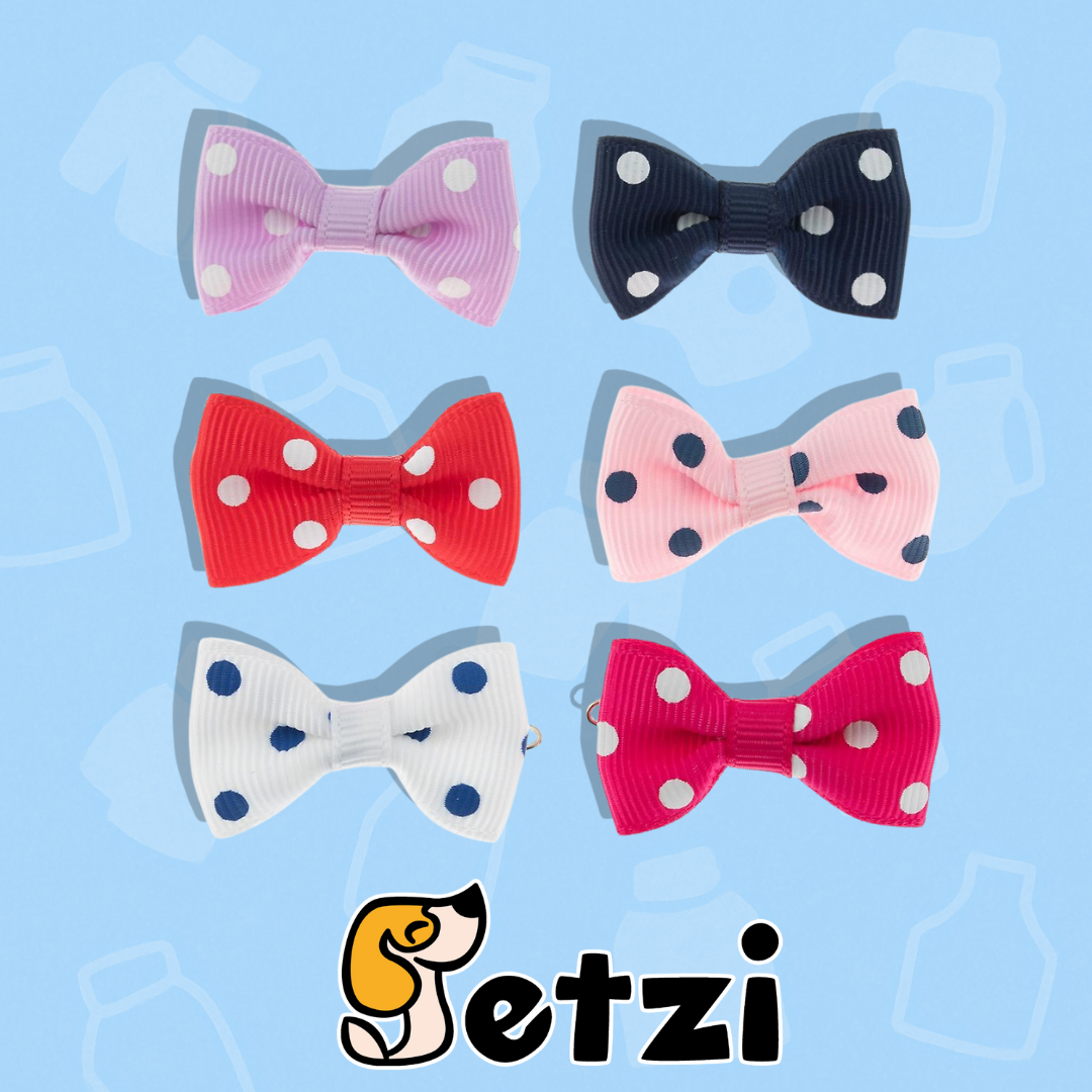 SHOW TECH POLKA BOWS - UROCZE KOKARDKI W KROPECZKI NA SPINCE (6 SZT.)