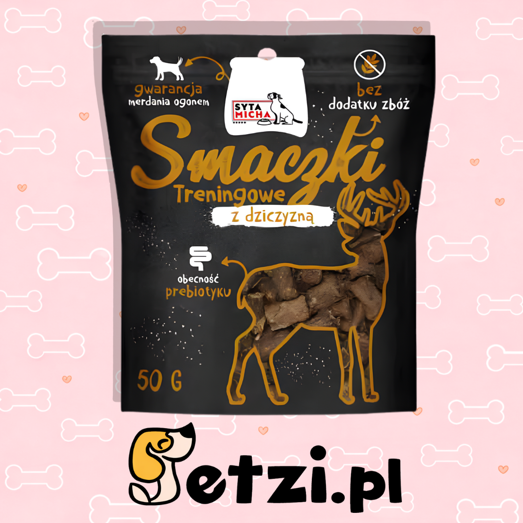 SYTA MICHA BLACK PRZYSMAKI DLA PSA SMACZKI TRENINGOWE Z DZICZYZNĄ 50G
