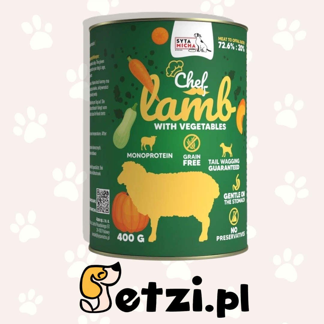 SYTA MICHA CHEF MOKRA KARMA DLA PSA JAGNIĘCINA Z WARZYWAMI 400G