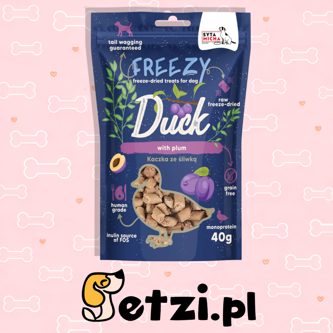 SYTA MICHA FREEZY PRZYSMAKI DLA PSA LIO KACZKA ZE ŚLIWKĄ I SZUSZONYM TYMIANKIEM 40G