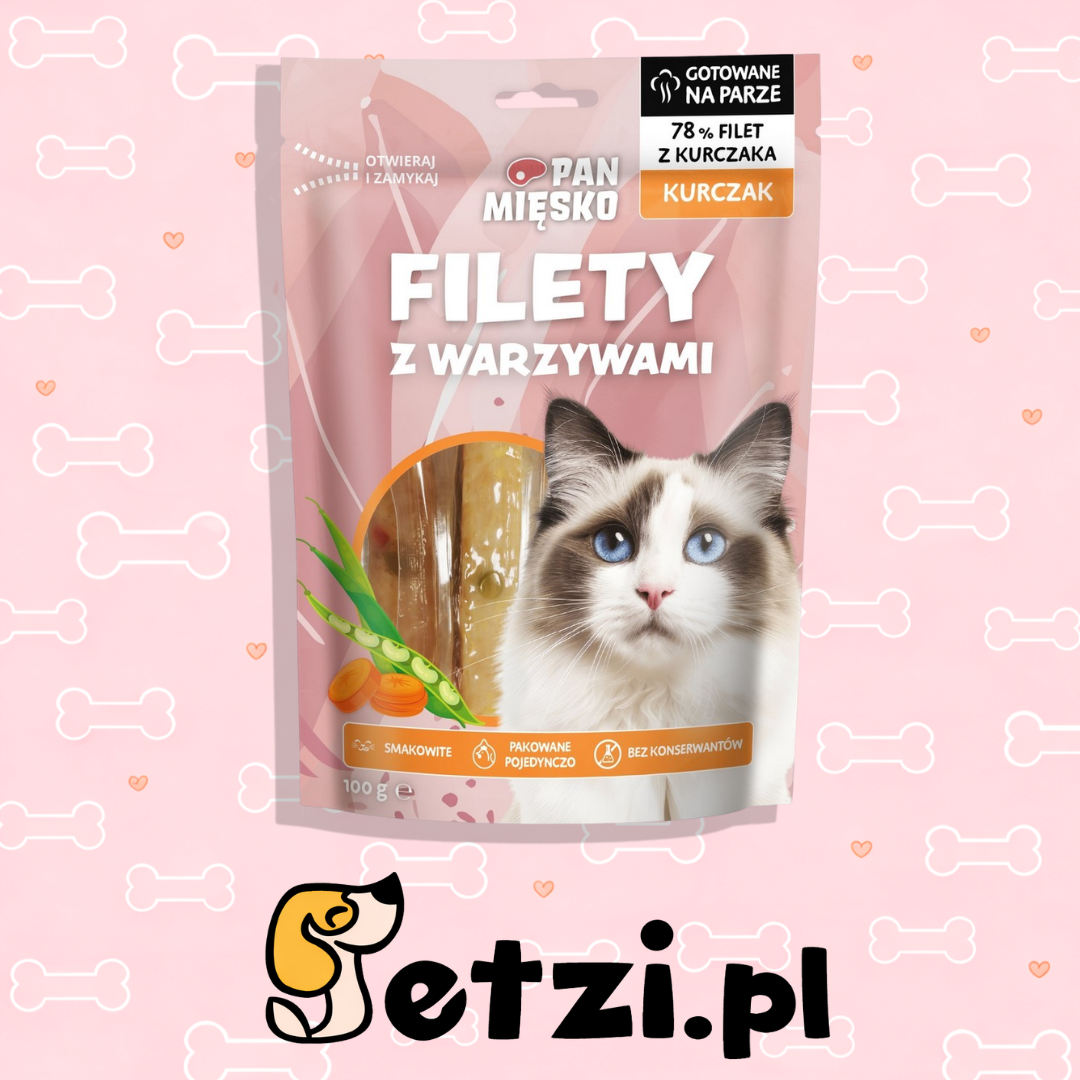 PAN MIĘSKO PRZYSMAKI DLA KOTA FILETY KURCZAK Z WARZYWAMI 100G