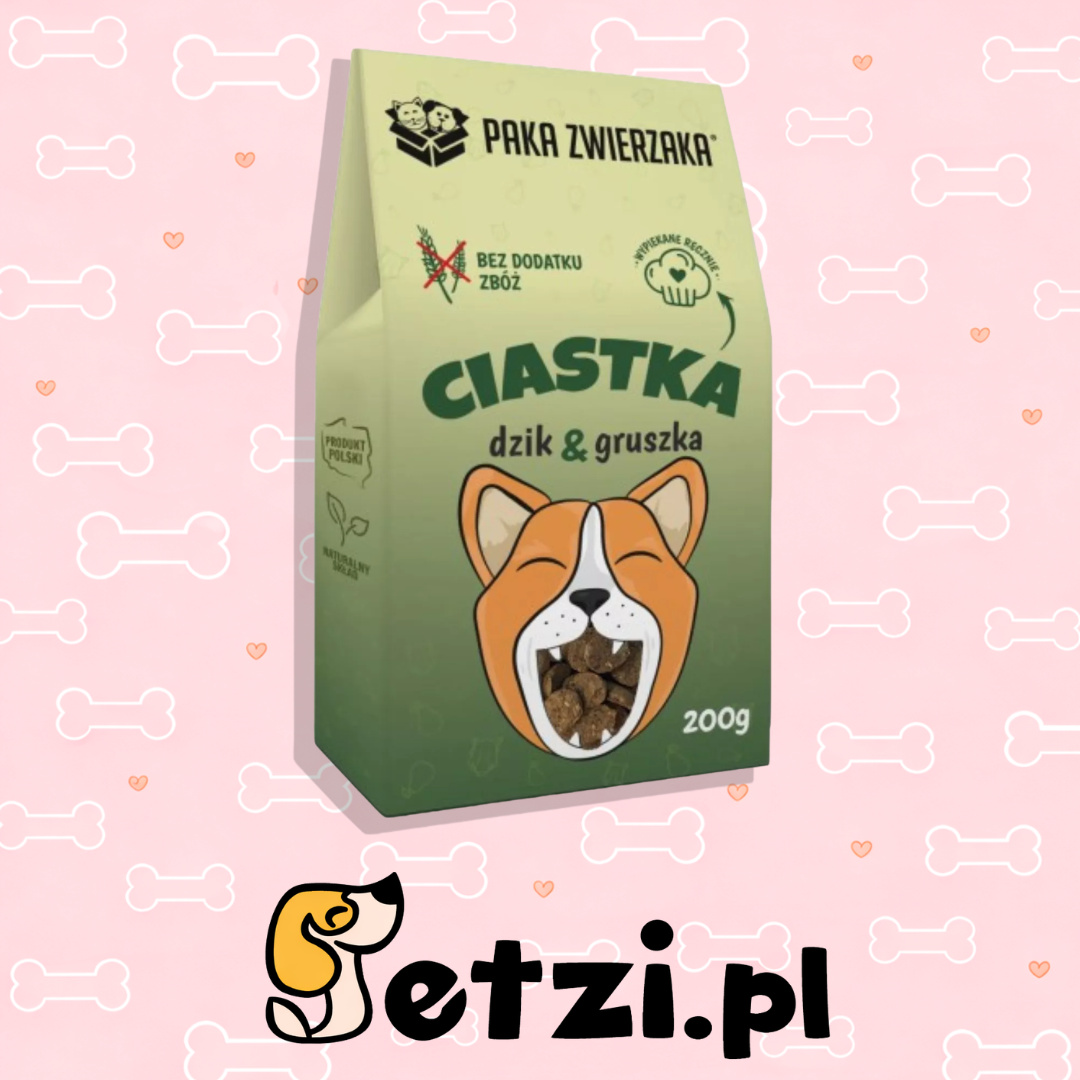 PAKA ZWIERZAKA CIASTKA DLA PSA DZIK Z GRUSZKĄ 200G