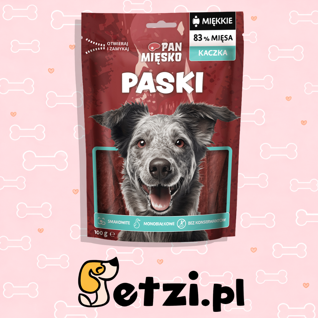 PAN MIĘSKO PRZYSMAKI DLA PSA PASKI KACZKA 100G