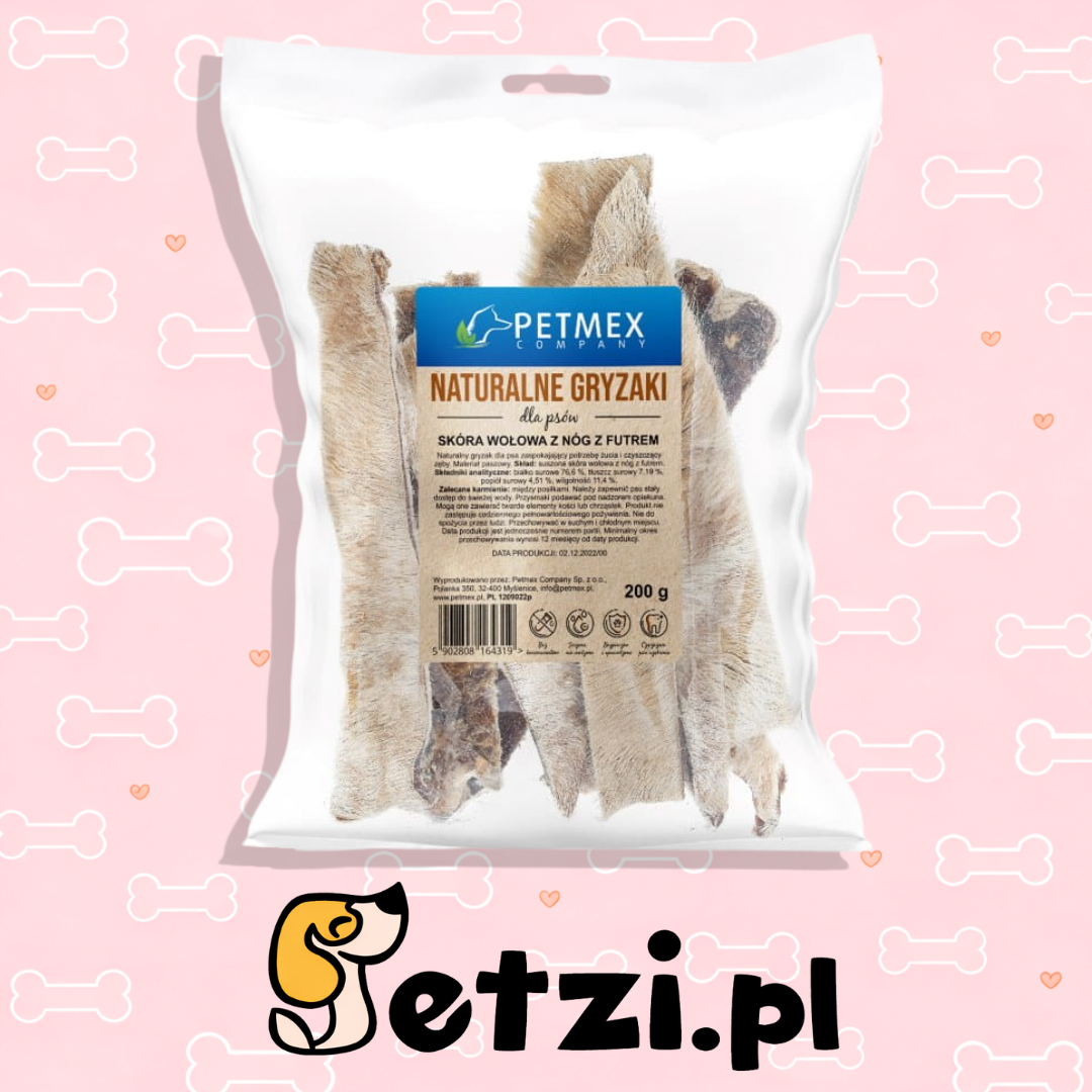 PETMEX SKÓRA WOŁOWA Z NÓG Z FUTREM 200G