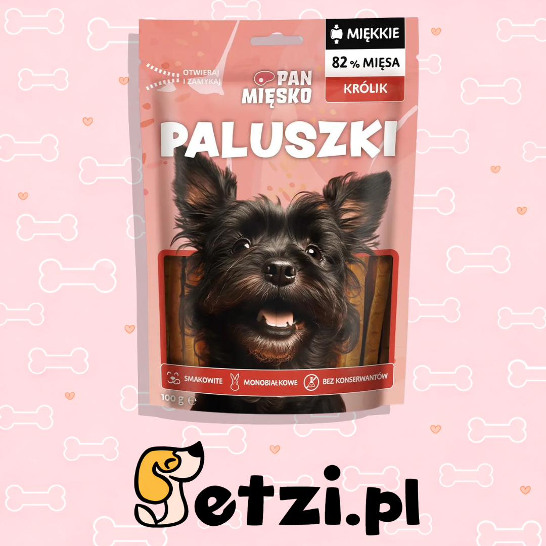 PAN MIĘSKO PRZYSMAKI DLA PSA PALUSZKI KRÓLIK 100G