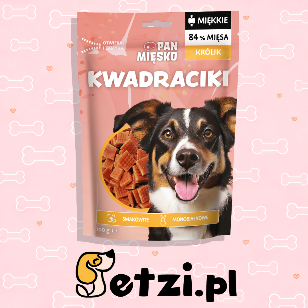 PAN MIĘSKO PRZYSMAKI DLA PSA KWADRACIKI KRÓLIK 100G