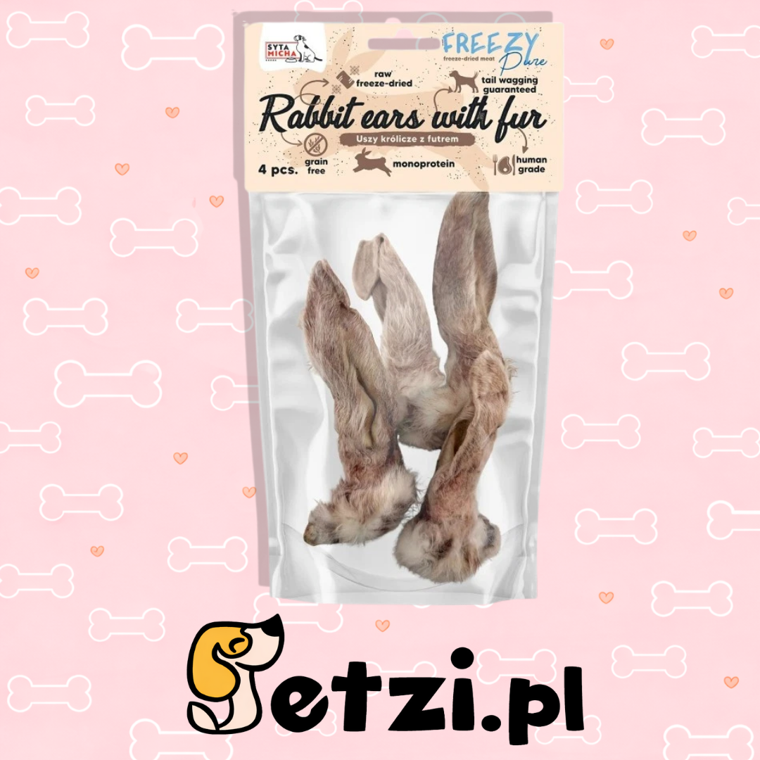 SYTA MICHA FREEZY PURE PRZYSMAKI DLA PSA LIOFILIZOWANE USZY KRÓLICZE 4 SZT.