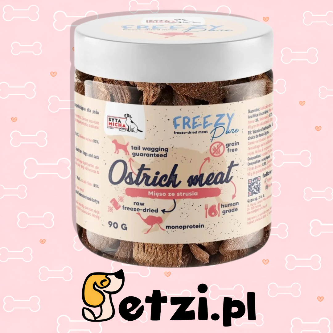 SYTA MICHA FREEZY PURE PRZYSMAKI DLA PSA LIO MIĘSO ZE STRUSIA 90G