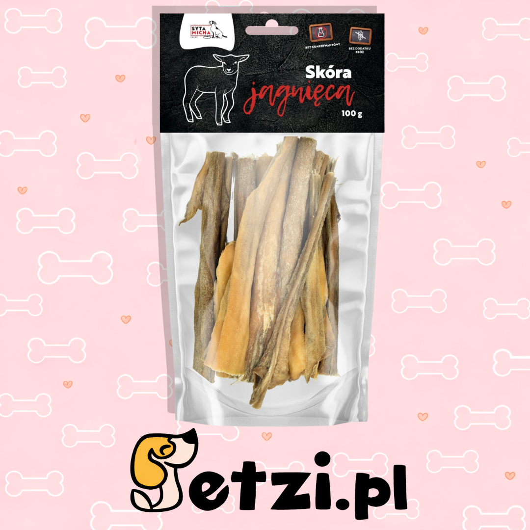 SYTA MICHA GRYZAK DLA PSA SUSZONA SKÓRA JAGNIĘCA 100G